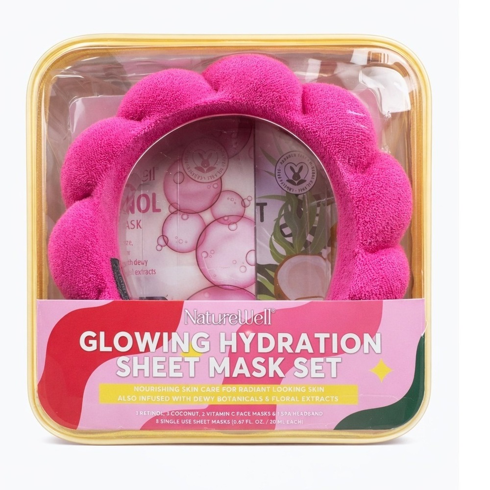 NatureWell Glowing Hydration Sheet Mask‎ Set Retinol Vitamin C Spa